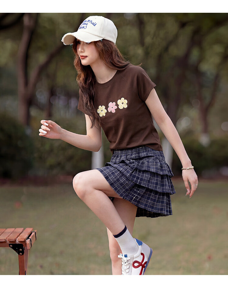 TonLion 2026 Summer New Women's Slim Fit Short Sleeve T-Shirt Fashion Casual High-Grade Versatile Shoulder Top 13