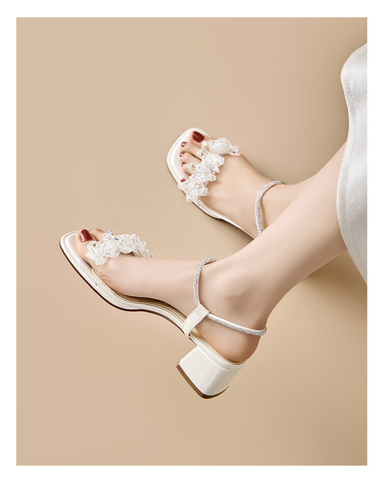 Zhuoshini 2026 Spring Summer New Soft Sole Fashion Casual Versatile Slip-On Sandals Height Increasing Simple Non-Slip Women's Sandals Off-White Size 34 6