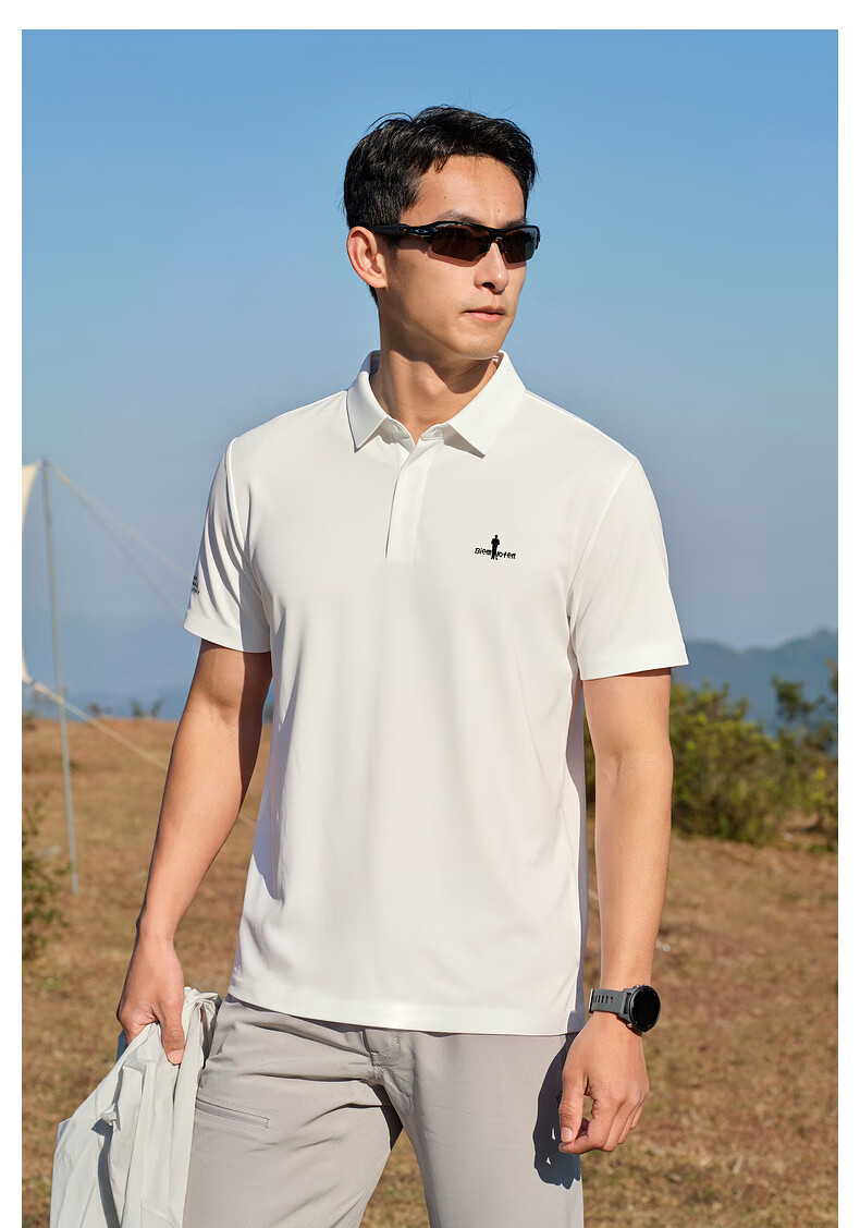 Biyinlefen [Pique Tech Cotton] 2026 Summer New Men's Casual Outdoor Moisture-Wicking Quick-Dry Polo Shirt with Turn-Down Collar 3