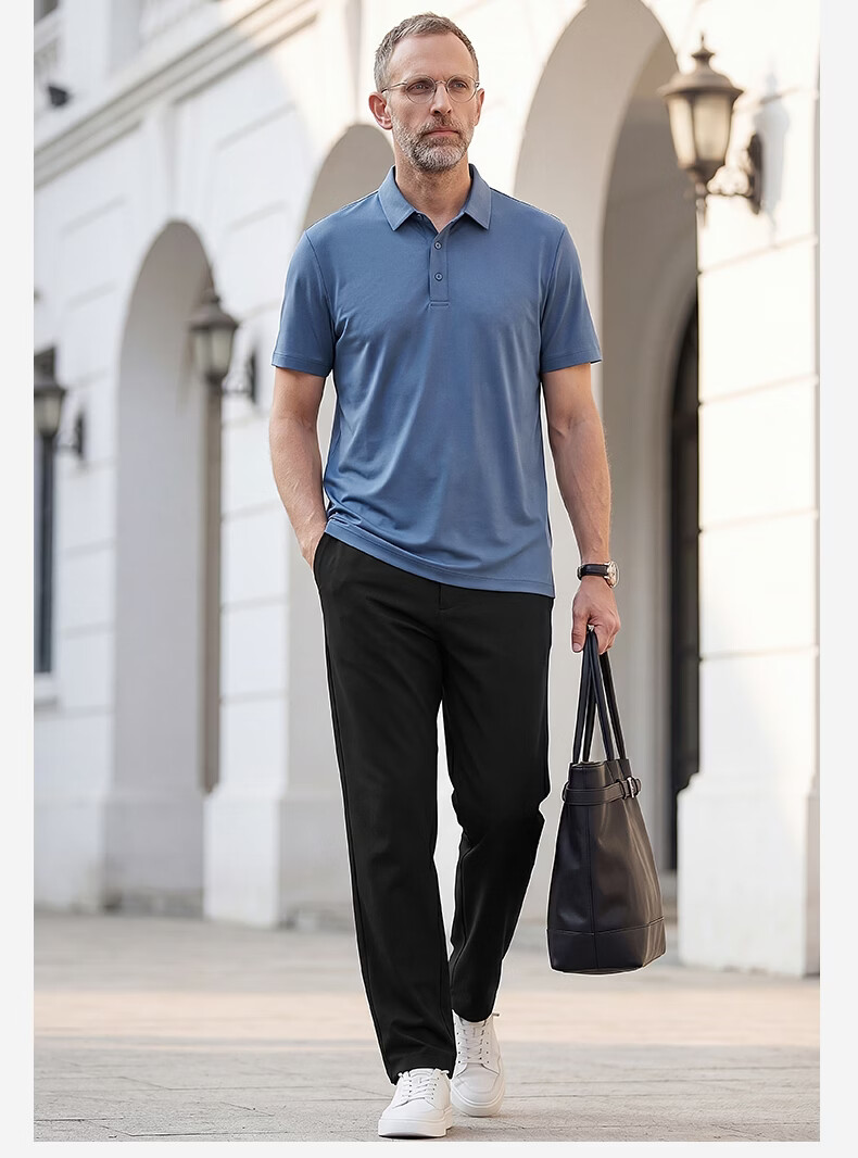 SHANSHAN Father's Day Practical Short Sleeve POLO Set Men's T-Shirt Two-Piece Pants Dad Summer Clothing 32