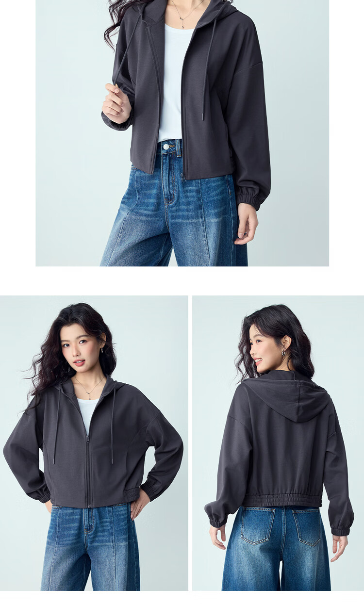 Giordano Women's Jacket 2026 New Cool Loose Fit Hooded Zip-up Casual Sweatshirt Cardigan 13376219 12