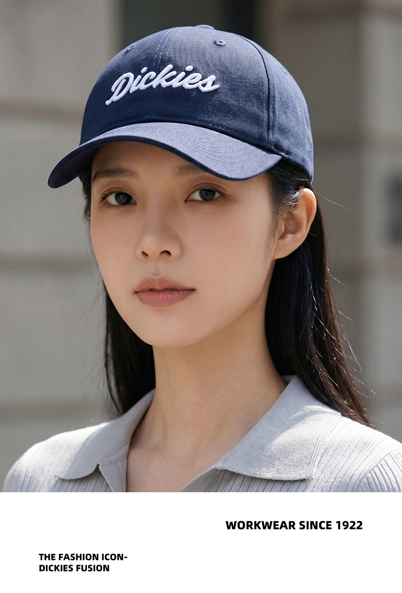 Dickies New Retro Baseball Cap Unisex Soft Top Pure Cotton Duckbill Hat Navy Blue 10