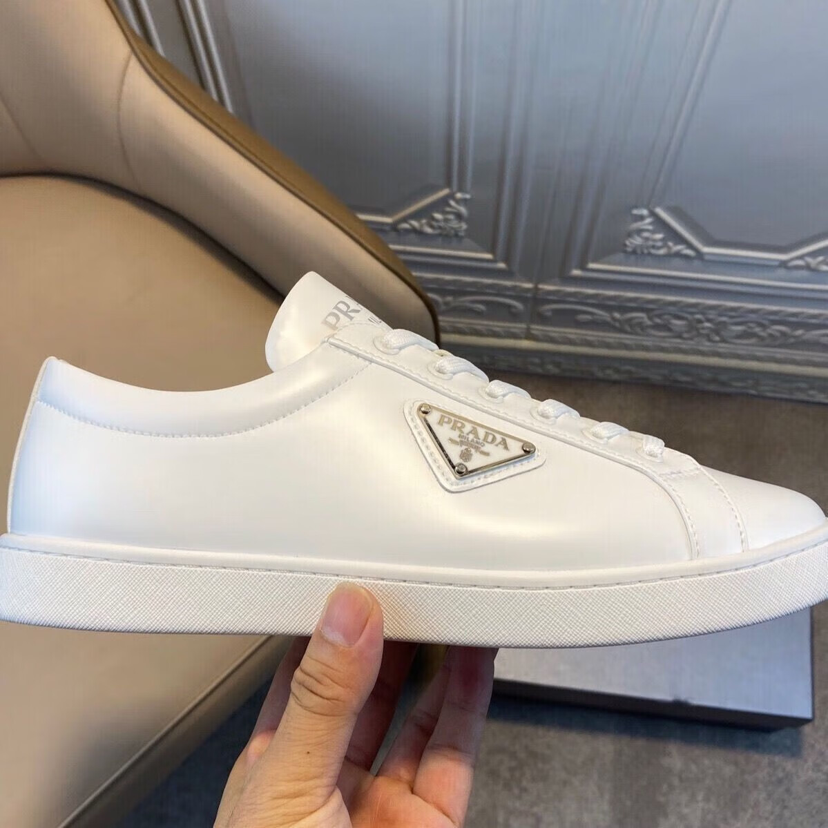 商场同款普·拉达欧洲站系带p三角标高颜值潮男潮牌鞋子时尚休闲板鞋