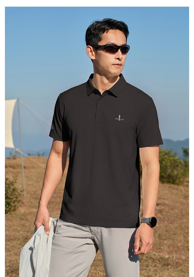 Biyinlefen [Pique Tech Cotton] 2026 Summer New Men's Casual Outdoor Moisture-Wicking Quick-Dry Polo Shirt with Turn-Down Collar 2