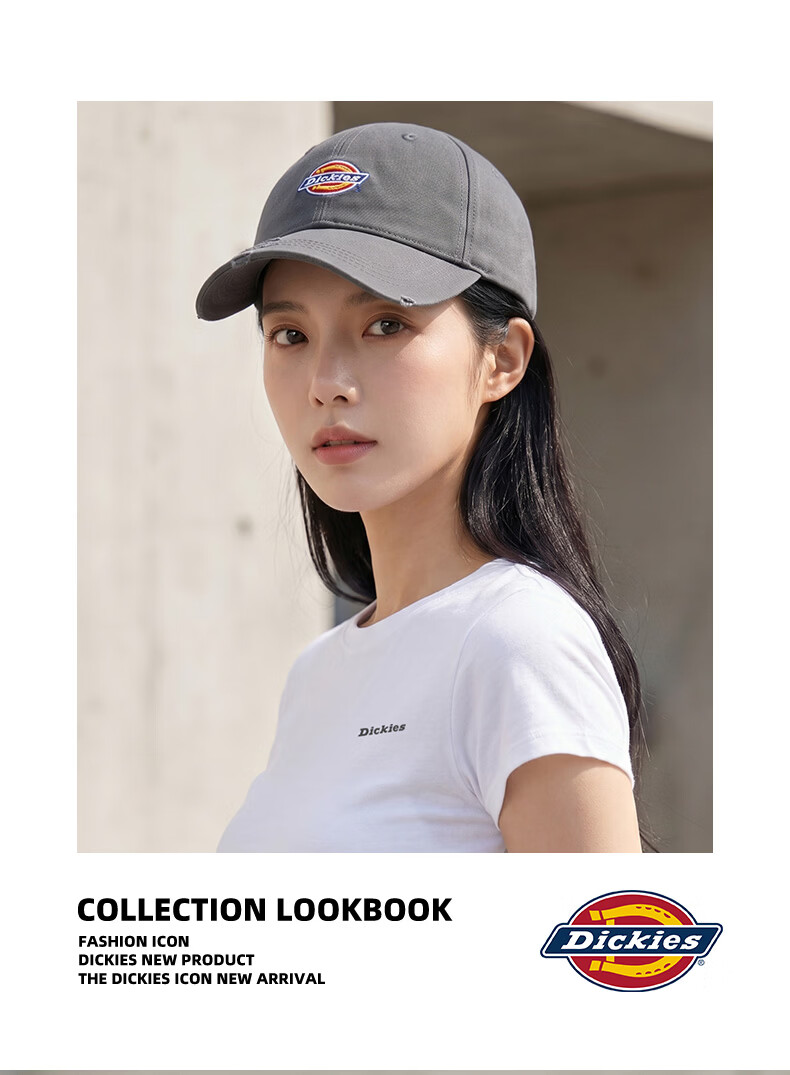 Dickies Hard Top Embroidered Baseball Cap Unisex Adjustable Sunshade Sports Casual Hat Black 11