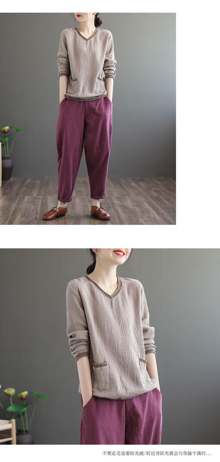 素素原创轻奢 素订棉麻夏款女装官方素素女王棉麻长袖2022春秋季新款