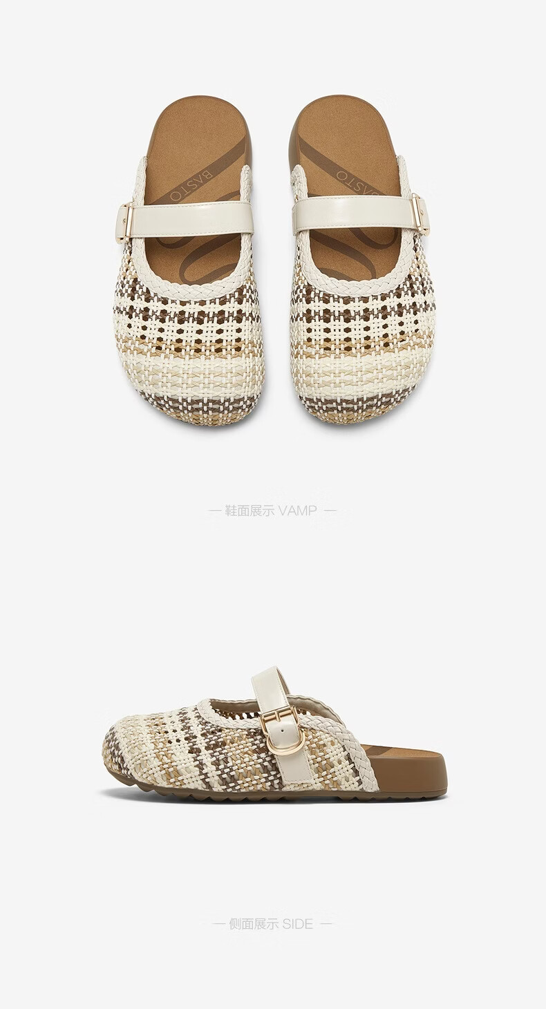 BASTO Woven Hollow Breathable Platform Birkenstock Style Women's Slippers D5116BH6 19
