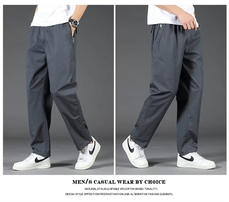 Jeanswest Men's Summer Lightweight Large Size Wide Leg Pure Cotton Work Pants New Loose Straight Business Trousers 6