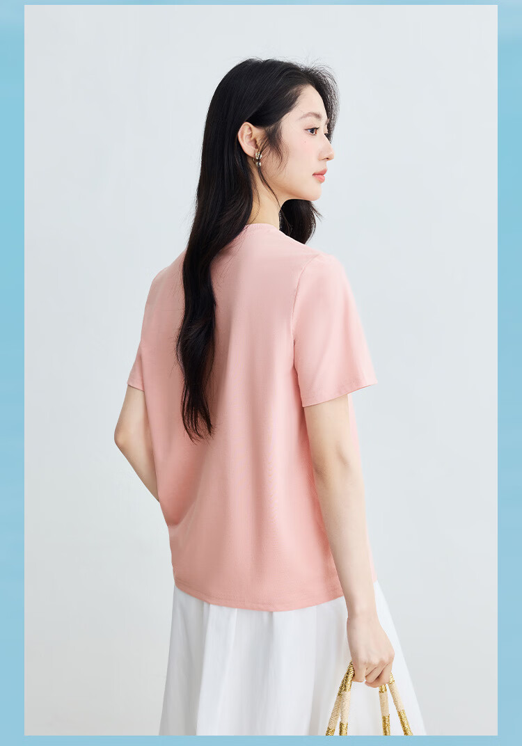 INMAN [Silk Lyocell] Van Gogh Embroidered Shoulder T-Shirt 26 Summer Women's New Air Blue XL 27