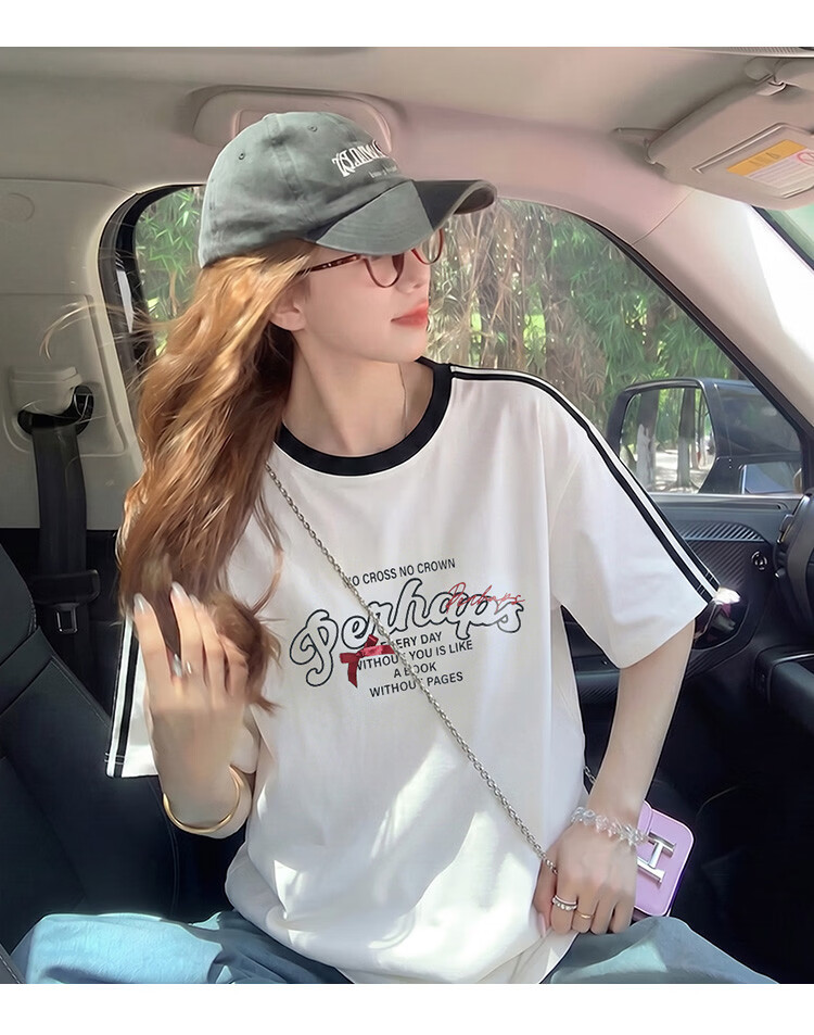 TonLion 2026 Summer Women's Short Sleeve T-Shirt Cotton American Casual Fashion Loose Trendy Top 13