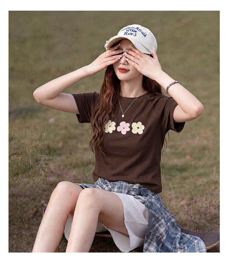 TonLion 2026 Summer New Women's Slim Fit Short Sleeve T-Shirt Fashion Casual High-Grade Versatile Shoulder Top 11