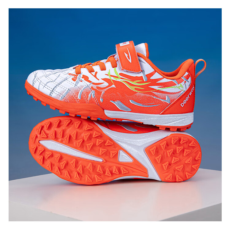 DEERWAY Kids Soccer Shoes TF Turf Studs for Boys Ages 6-12, Youth Training and Match Football Shoes, Fluorescent Green, Size 33 25