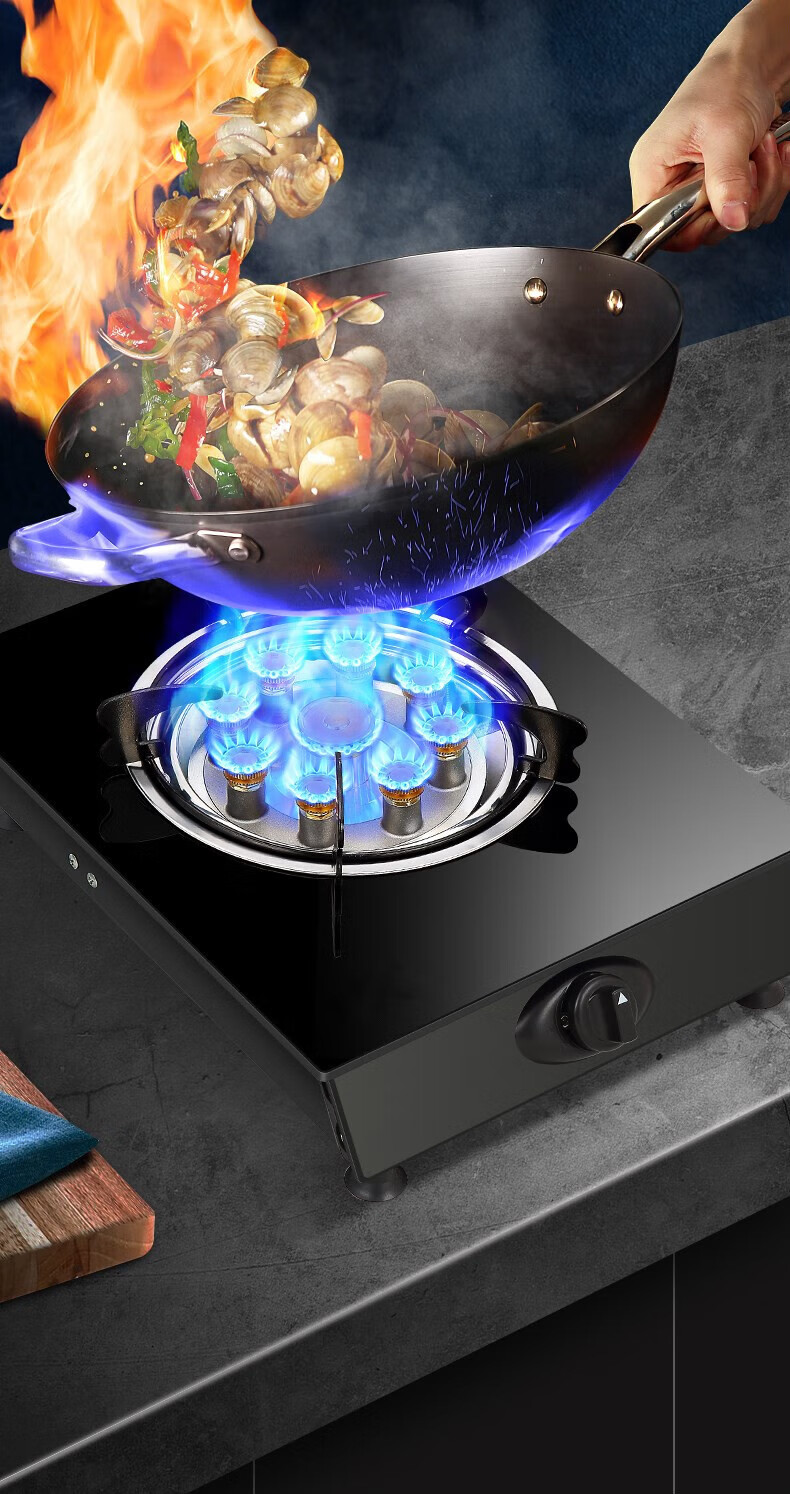 煤气灶单灶家用液化气台式燃气灶天然气猛火节能炉灶具熄火保护 九头