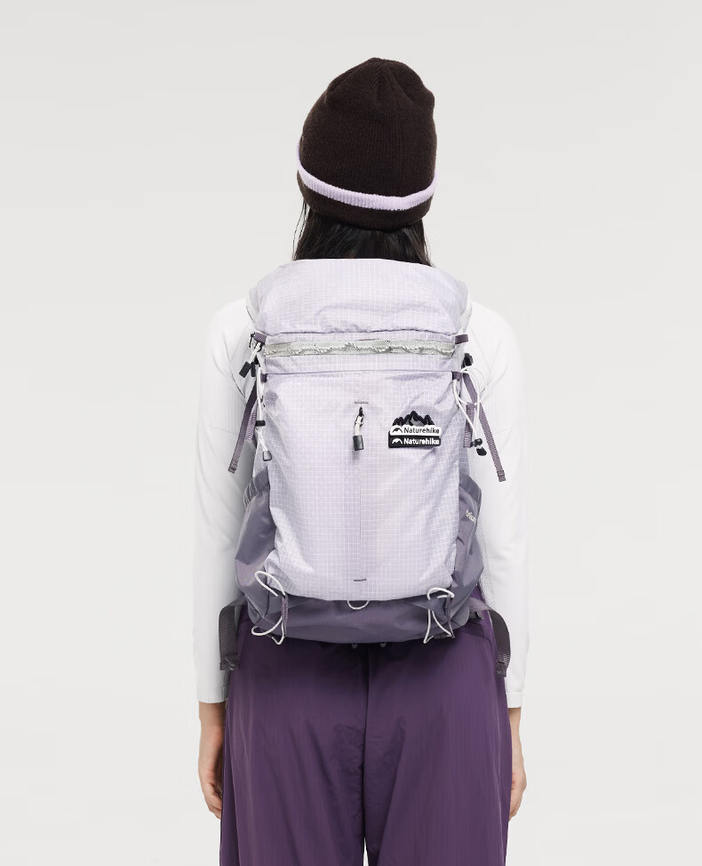Naturehike Nuoke Helium 25L Hiking Backpack Professional Lightweight Mountaineering Outdoor Travel Bag for Men and Women Lavender Purple 17