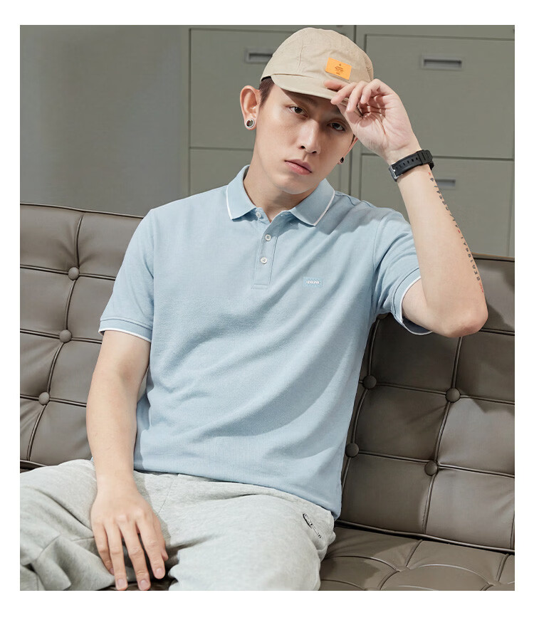 TonLion 2026 Summer New Men's Short Sleeve Polo Shirt Gray Sports Style Versatile Fashion Youth Top 14