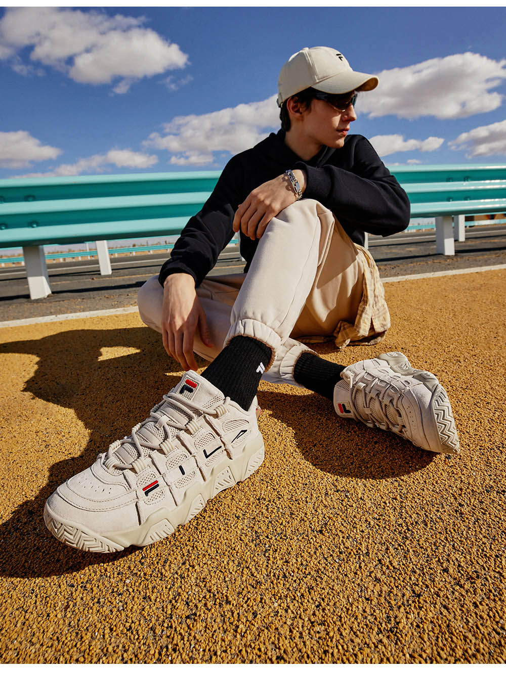 FILA FUSION FILA Trendy F Bread Shoes Dad Shoes Men's Thick Sole Retro Basketball Sports Shoes 4