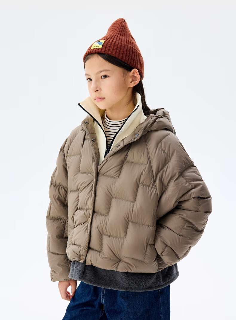M.Latin Children's down Jacket, Winter 2024 New Style, Girls' Fleece Coat, Coral Pink, 150cm 1
