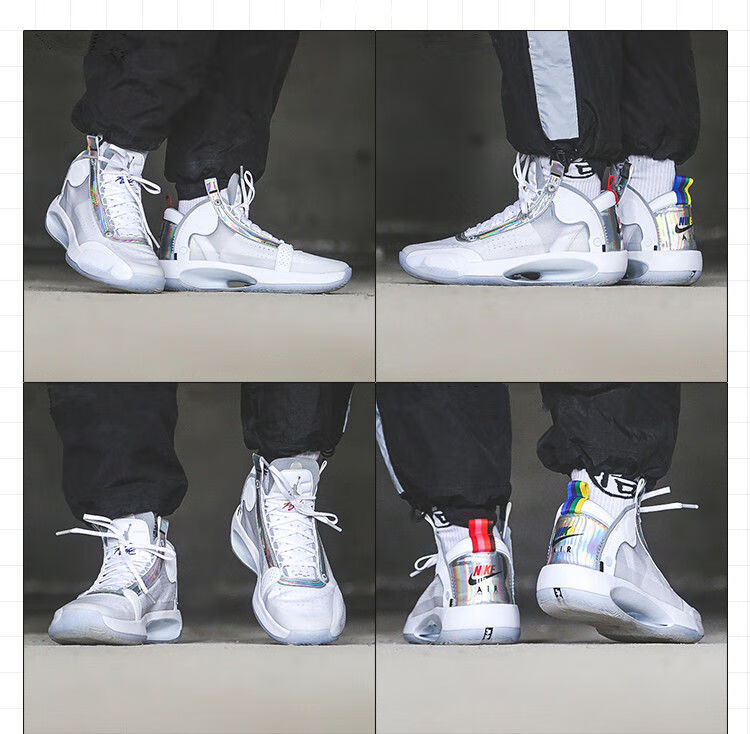 【官方旗舰自营店】乔34代篮球鞋aj34冰蓝糖果白镭射巴黎全气垫战靴