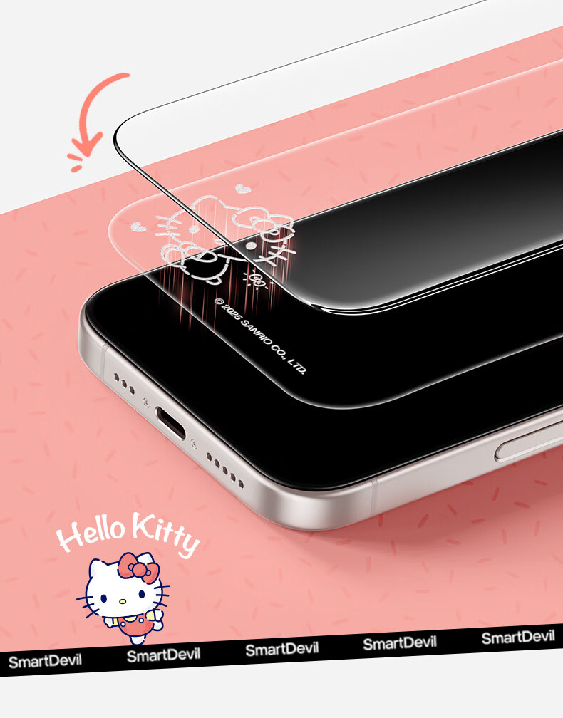 Shanmo [Sanrio Official License] Tempered Glass Screen Protector for iPhone 17 Pro, Apple 17 Pro Phone Film, Anti-Shadow, Screen Display, High Definition Hello Kitty 2-Pack 16
