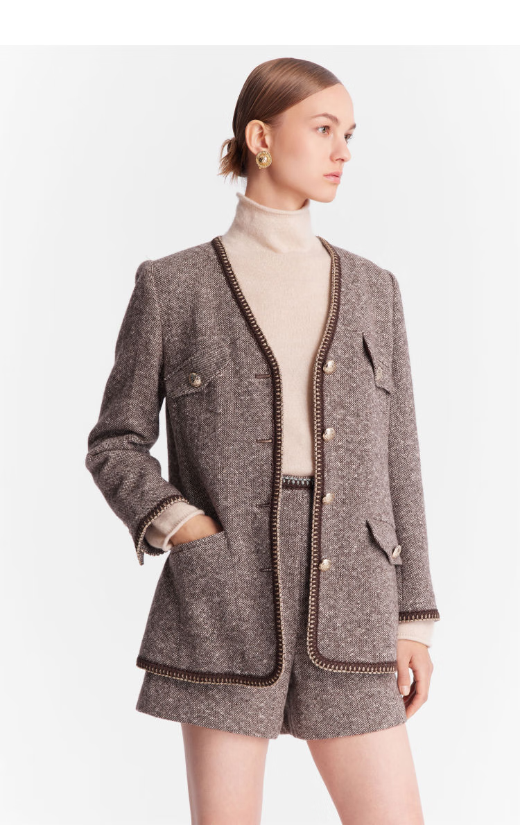 歌莉娅 冬季新品 羊毛花纱呢外套 1adl6e400 91y啡色 s【图片 价格