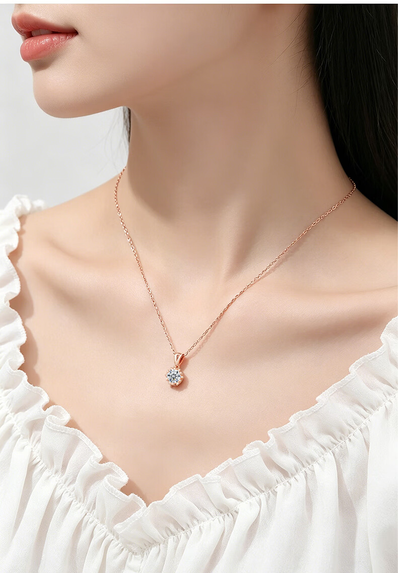 Kovni [Includes GRA Certificate] Moissanite Sterling Silver Snowflake Necklace for Women, Clavicle Chain, Birthday and Valentine's Day Gift for Girls 9