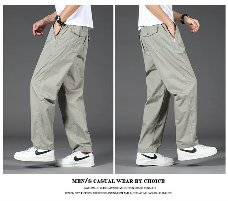 Jeanswest Men's Summer Lightweight Large Size Wide Leg Pure Cotton Work Pants New Loose Straight Business Trousers 13