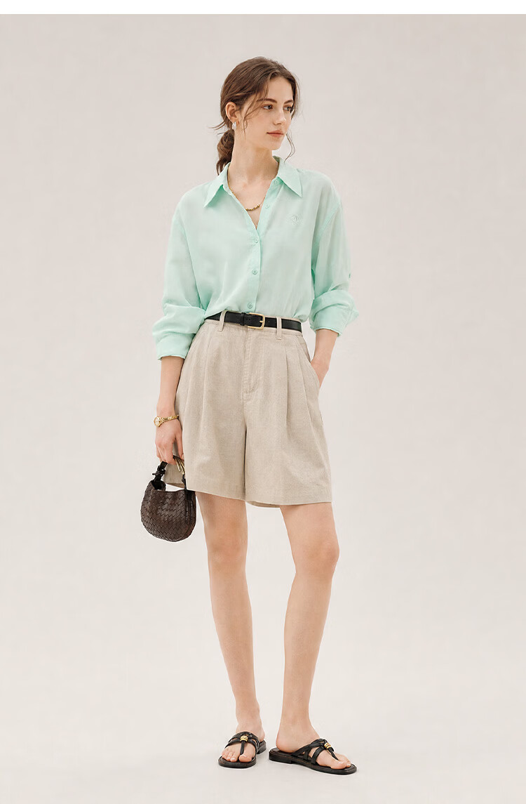 INMAN [Linen Tencel] Mint Short Sleeve Commuter Shirt 2026 Summer Top Glacier Pink - 18627629 M 23