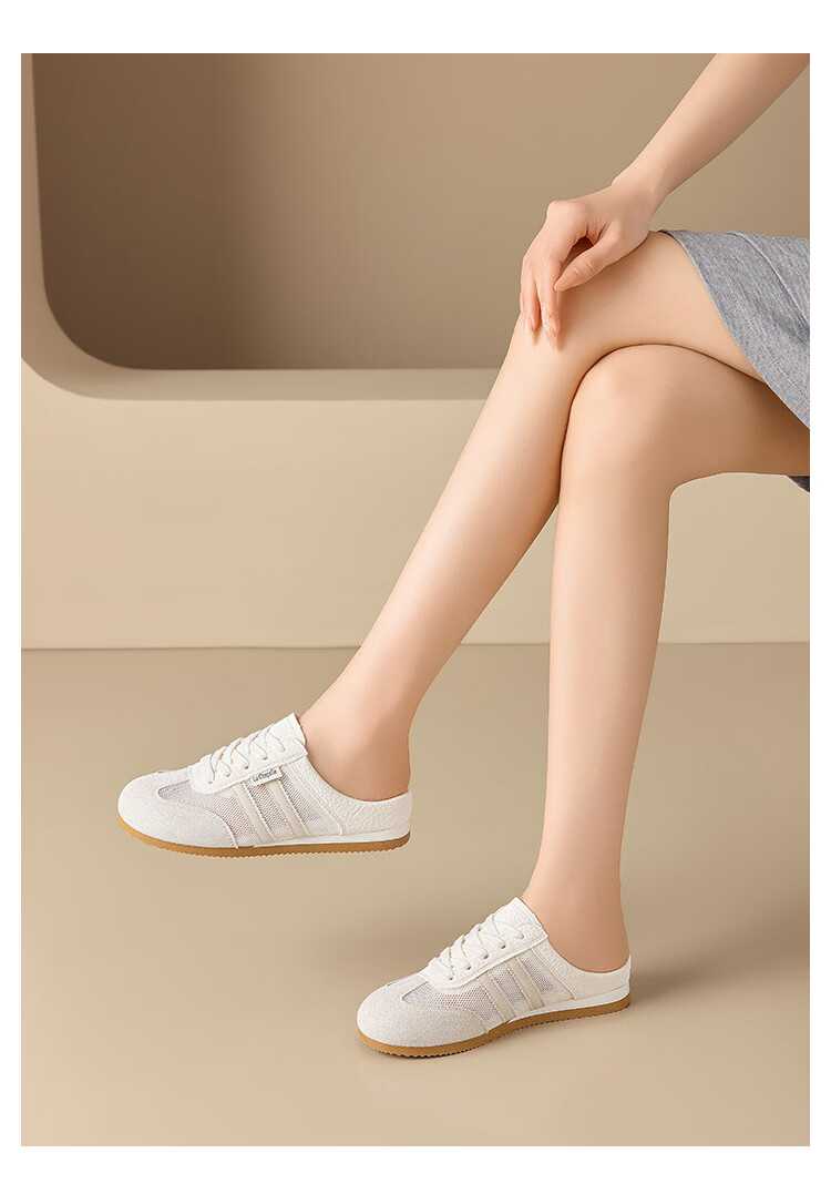La Chapelle Women's Mesh Breathable Toe-Covered Half-Slip Casual Sneakers 939 Yellow Size 40 11