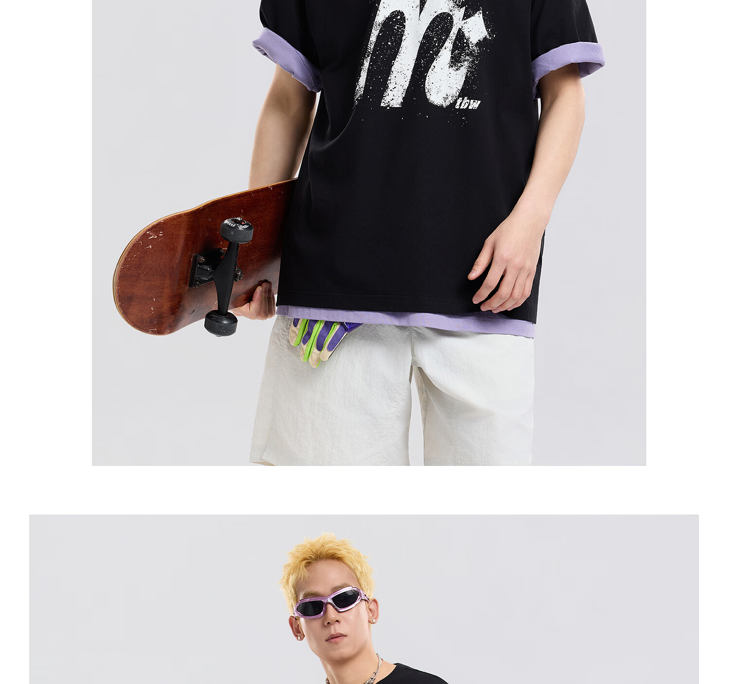Metersbonwe Men's Short Sleeve T-Shirt 2026 Summer New Cool Color-Block Printed Casual Loose Fit Crew Neck Top 28