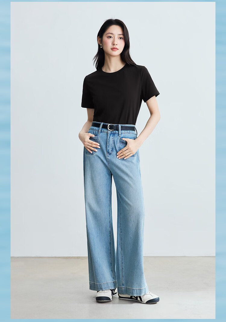 INMAN [Silk Lyocell] Van Gogh Embroidered Shoulder T-Shirt 26 Summer Women's New Air Blue XL 39