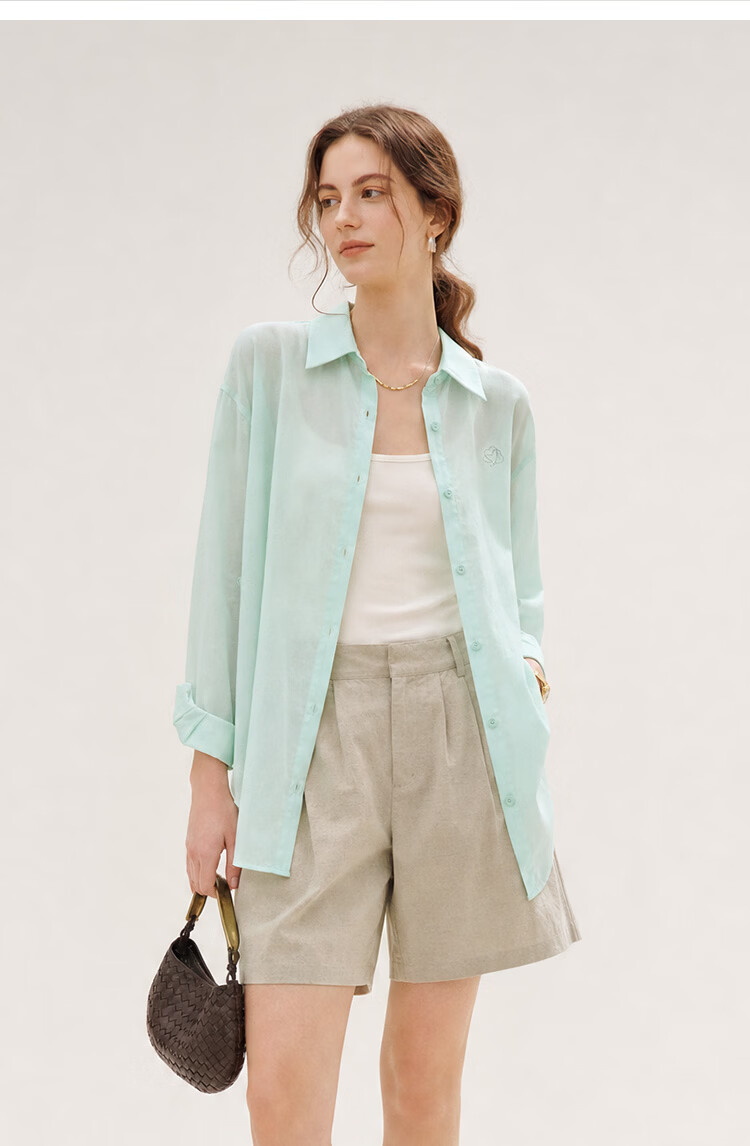 INMAN [Linen Tencel] Mint Short Sleeve Commuter Shirt 2026 Summer Top Glacier Pink - 18627629 M 22