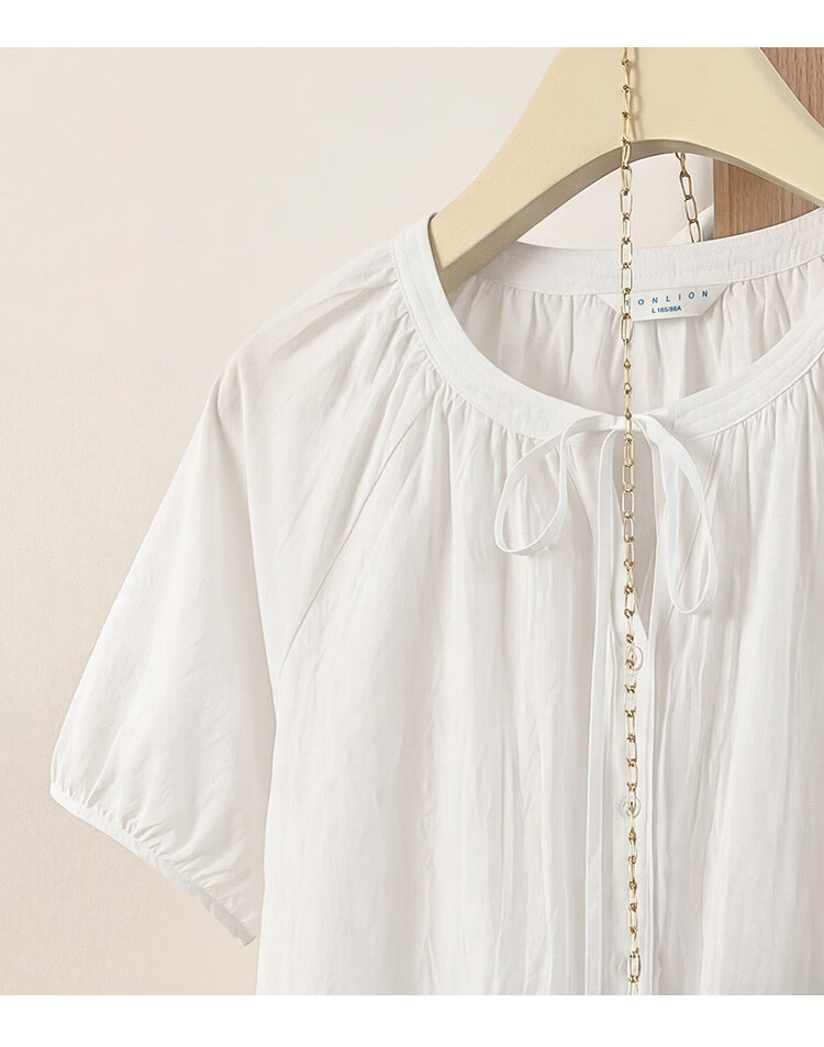 TonLion 2026 Summer New Women's Short Sleeve Shirt Round Neck Sweet Niche Design Puff Sleeve Beautiful Top 7