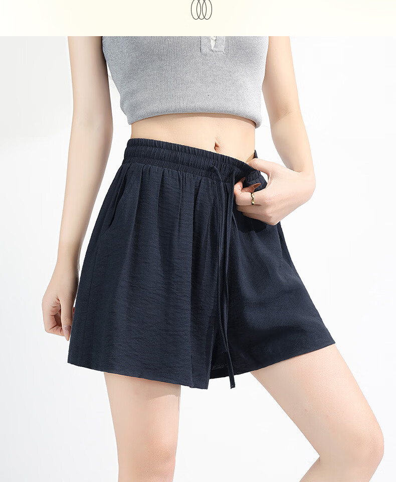 MINISO Women's Linen Shorts Summer 2026 New Popular Five-Point Wide-Leg Pants Skin-Friendly Comfortable Loose Casual Pants 18