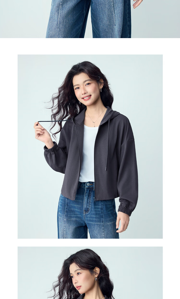 Giordano Women's Jacket 2026 New Cool Loose Fit Hooded Zip-up Casual Sweatshirt Cardigan 13376219 11