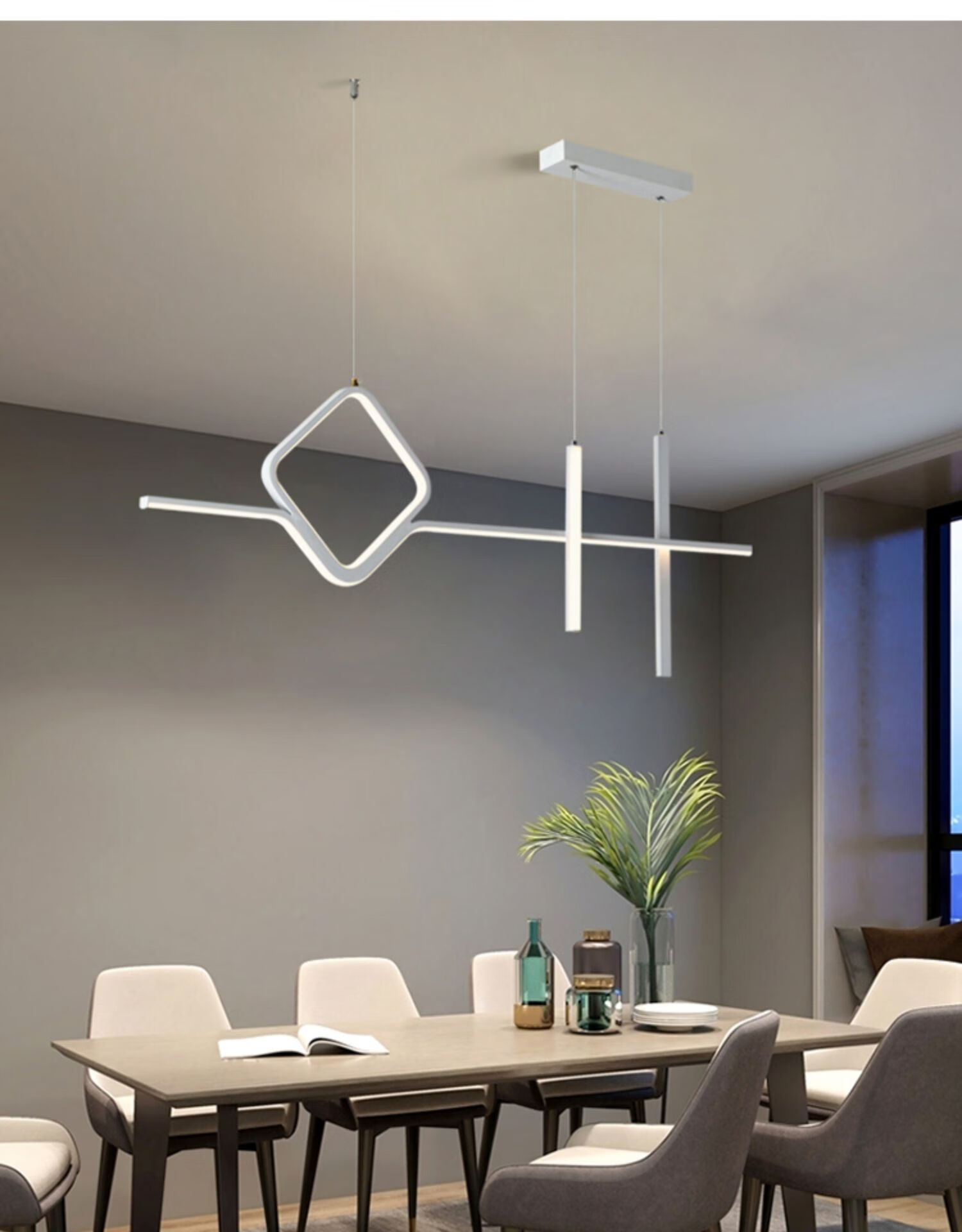 铂阑灯堡 长条餐厅吊灯现代极简艺术创意饭厅灯具北欧时尚装饰设计感