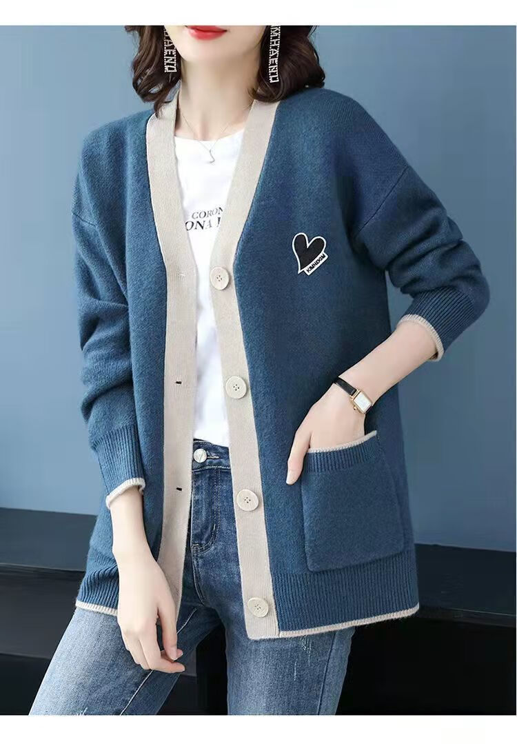 开衫针织毛衣女开身外套开胸毛衣女秋冬外穿新款韩版宽松针织开衫加厚