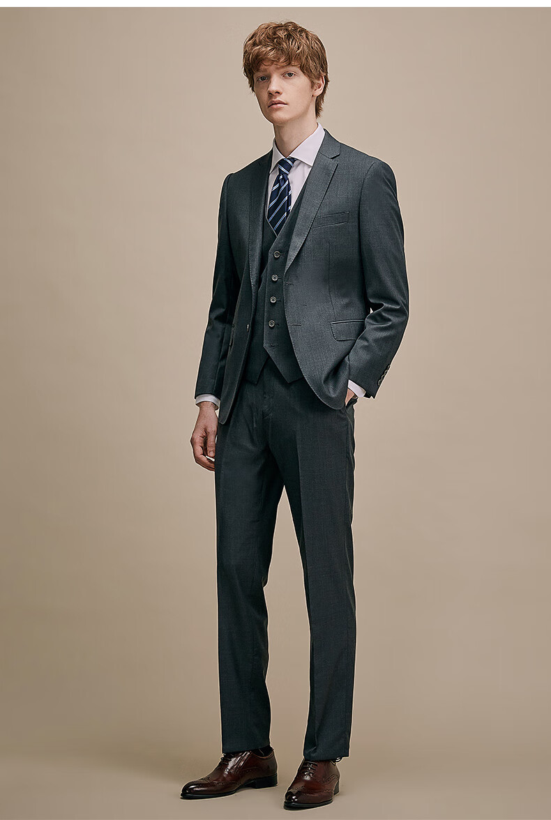 老爷车西装整套男套装男士羊毛高档商务正装三件套新郎结婚礼服定制