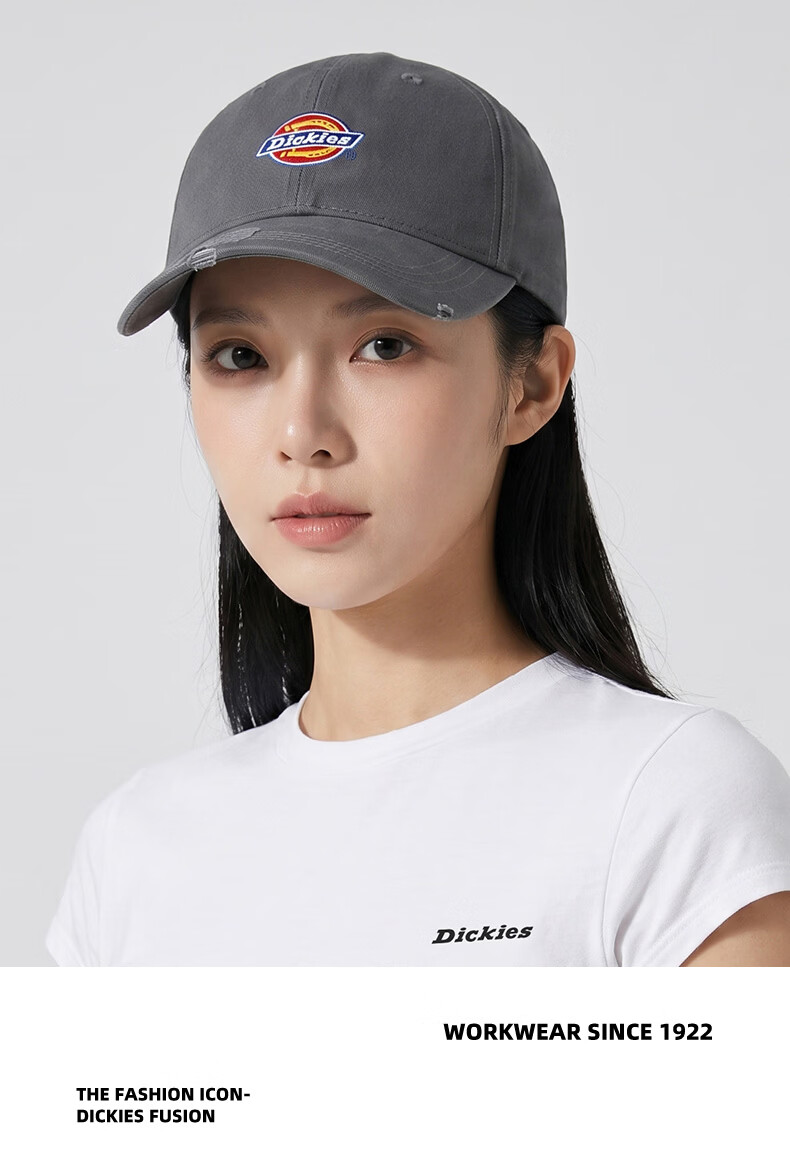 Dickies Hard Top Embroidered Baseball Cap Unisex Adjustable Sunshade Sports Casual Hat Black 10