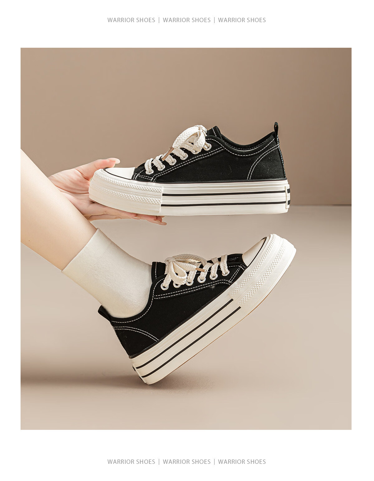 Warrior Official Canvas Shoes Women 2026 Summer Breathable Thick Sole Sneakers Classic Casual Low-top Cloth Shoes for Women 15