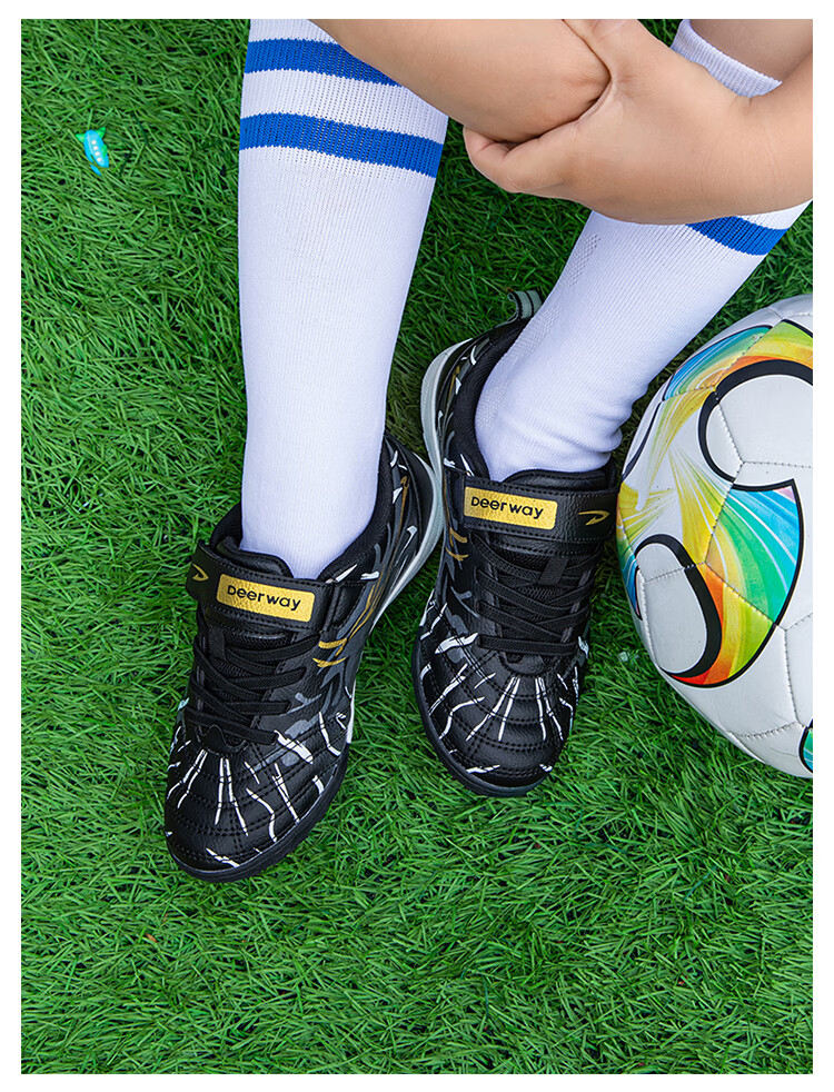 DEERWAY Kids Soccer Shoes TF Turf Studs for Boys Ages 6-12, Youth Training and Match Football Shoes, Fluorescent Green, Size 33 18