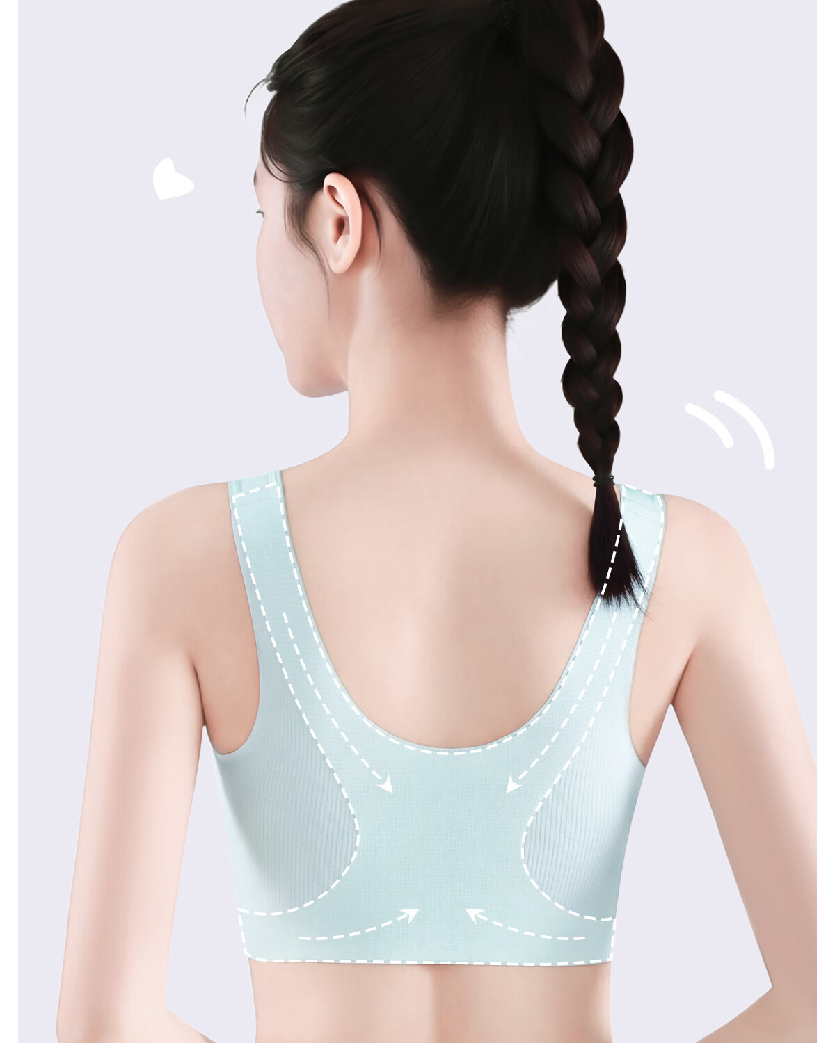 Tingmei Teenage Girls Development Period High School Student Sports Shockproof Bra Fixed Cup Seamless Vest Blue 2XL 6