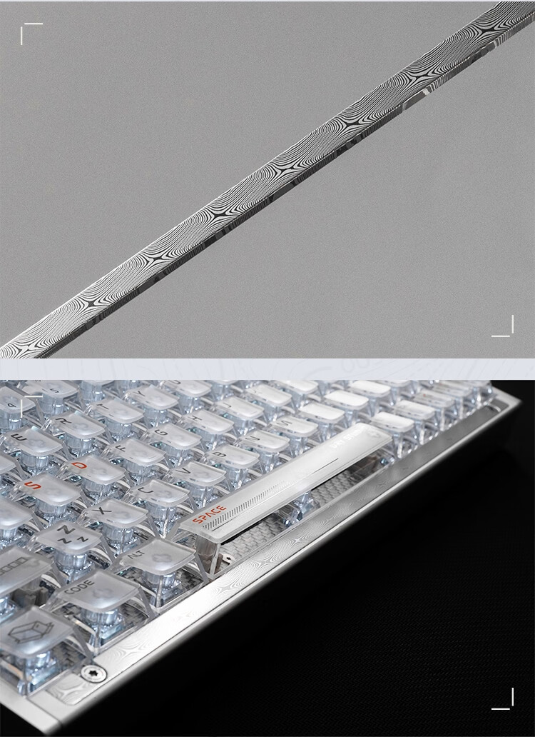 Angry Miao BE745 Magnetic Axis Keyboard Battleye R2 Gaming Peripheral Keyboard 75% Layout 63+F Keys Damascus Silver 9