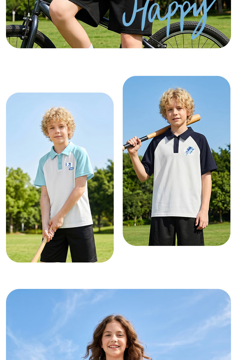 Baleno Boys Summer Set 2026 New Cool Feeling Short Sleeve Polo T-Shirt Two-Piece Quick-Dry Sports Pants for Big Kids 11