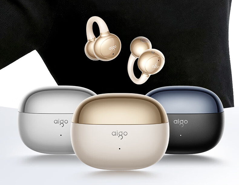 Aigo 2026 New AI Bluetooth Clip-On Wireless Bone Conduction Open-Ear Comfortable Long-Wear Sports Running Earphones CA88 Beige 12