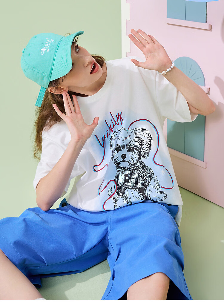 TonLion 2026 Summer Women's Graphic Short Sleeve T-Shirt Casual Loose Fit Versatile Fashionable Comfortable Breathable Tee 10