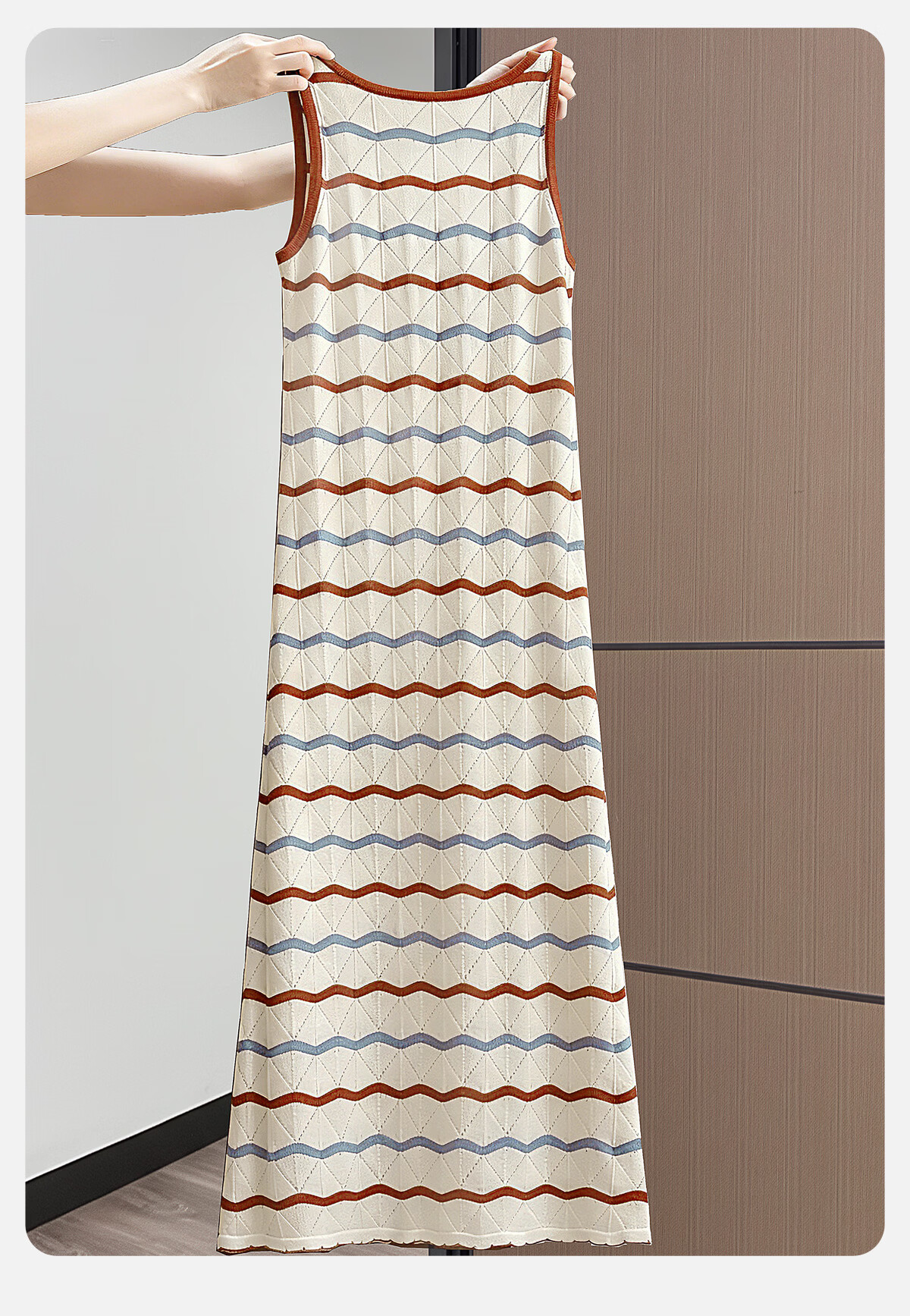 Cypress Crochet Hollow Out Striped Slim Fit Mid-Length Slip Dress for Women Summer 2026 New Arrival 7