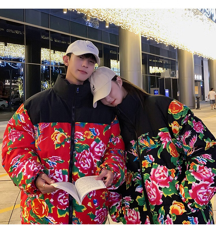 情侣装棉衣国潮东北大花棉袄冬季加厚网红棉服民族风面包服外套潮