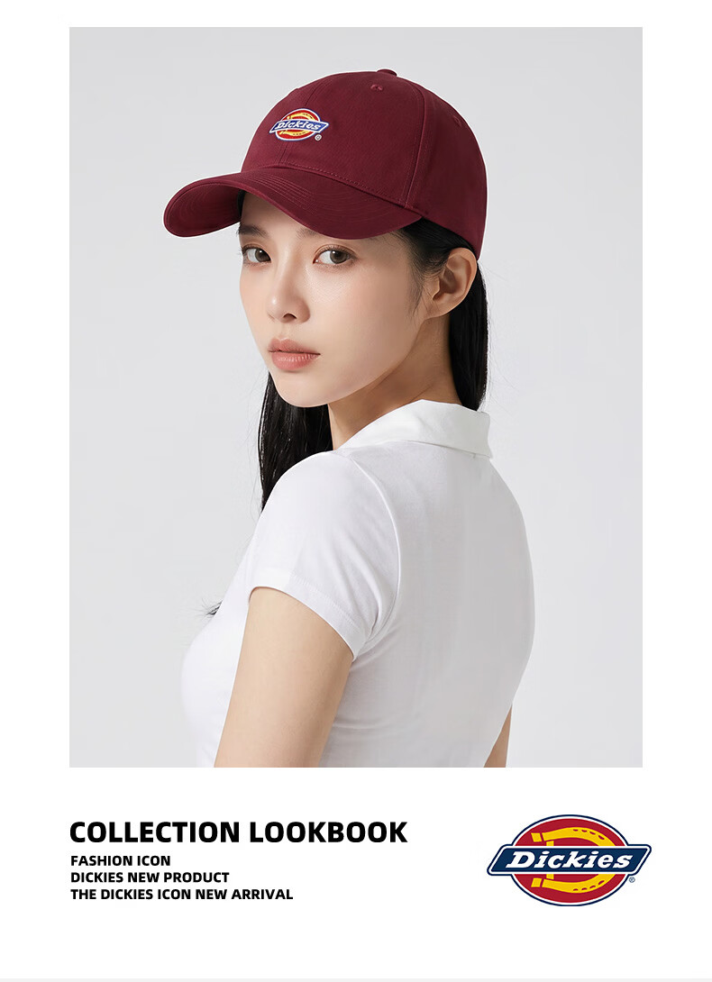 Dickies Unisex Soft Top Baseball Cap Burgundy Outdoor Sports Breathable Sunshade Hat 4