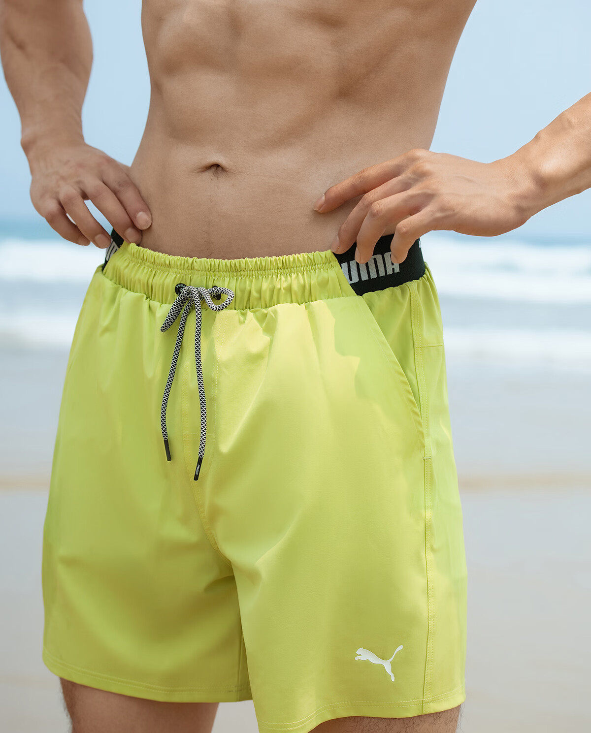 PUMA Men's Double-Layer Quick-Dry Beach Swim Shorts Loose Fit Anti-Embarrassment Water and Land Swimwear for Vacation and Hot Springs 12