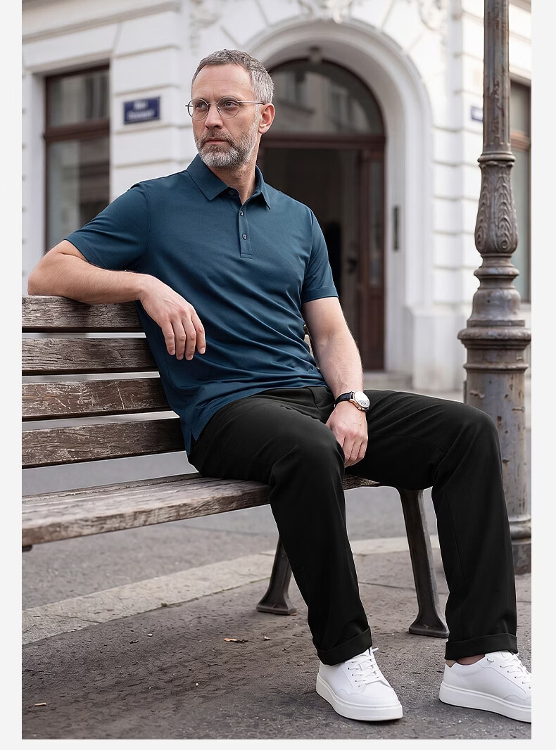 SHANSHAN Father's Day Practical Short Sleeve POLO Set Men's T-Shirt Two-Piece Pants Dad Summer Clothing 29